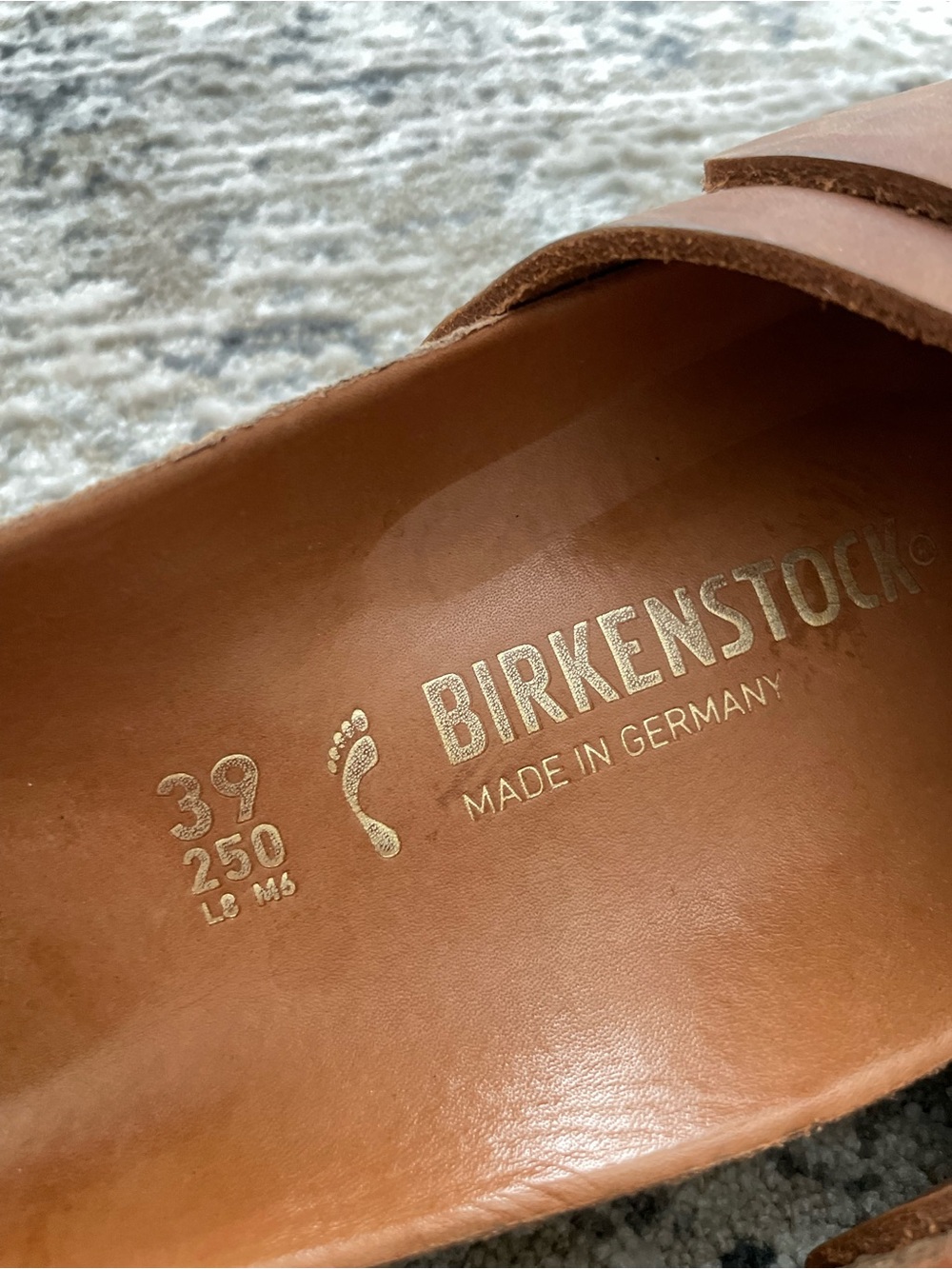 Birkenstock Madrid Big Buckle Brown Cognac 39 Size 8 Gold Slide Sandals - Picture 3 of 6